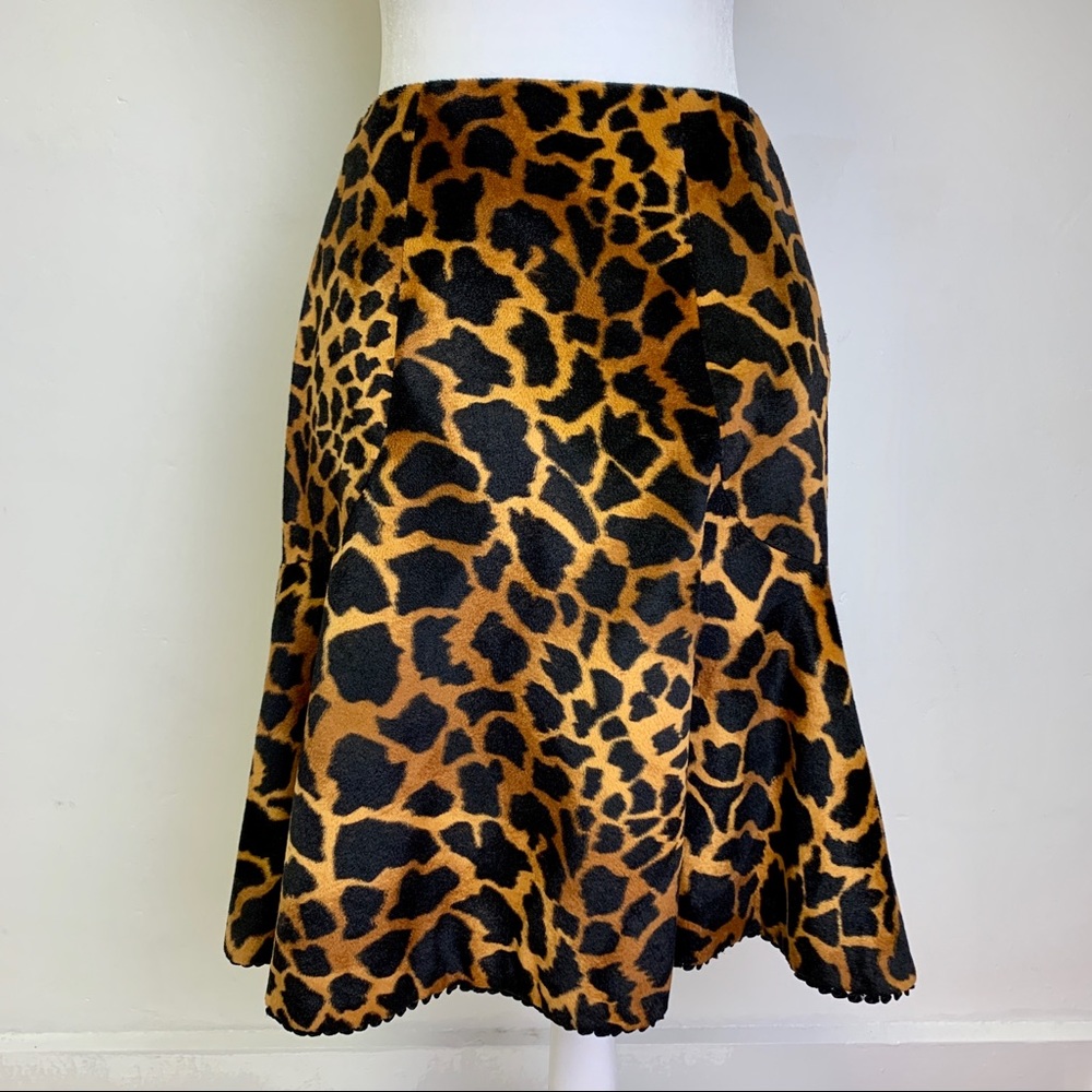Sara Campbell Leopard Print Flare Scatter Skirt Giraffe Pattern Size 2